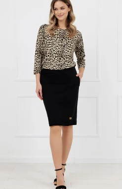 Italian Fashion Moda - Buzka daka z rękawe 3/4 w panterkę Kenia