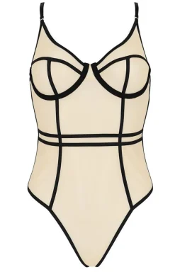 Passion Body|Body - Body damskie beżowo-czarne Serara