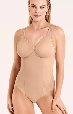 INFIORE Body|Bielizna Wyszczuplająca - Body damskie modelujące gładkie cieliste z fiszbinami New Sara Microshape