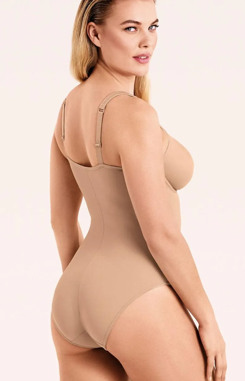INFIORE Body|Bielizna Wyszczuplająca - Body damskie modelujące gładkie cieliste z fiszbinami New Sara Microshape