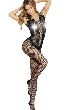 SoftLine Collection Bodystocking|Body - Bodystocking siateczkowe z otwartym krokiem 89-5590681410
