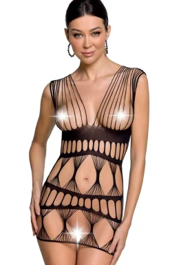 Passion Bodystocking|Koszulki - Bodystocking sukienka czarna koszulka BS089