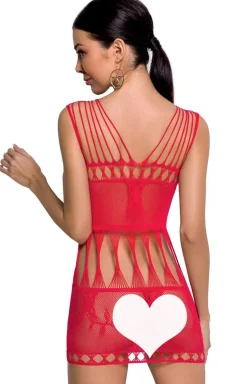 Bodystocking sukienka czerwona koszulka BS090