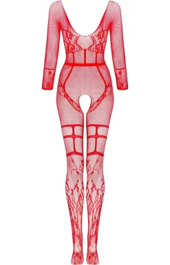 Beauty Night Bodystocking|Body - Bodystocking z otwarciem w kroku czerwone Lorna