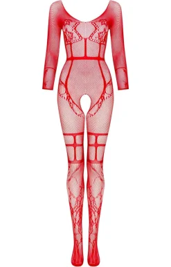 Beauty Night Bodystocking|Body - Bodystocking z otwarciem w kroku czerwone Lorna