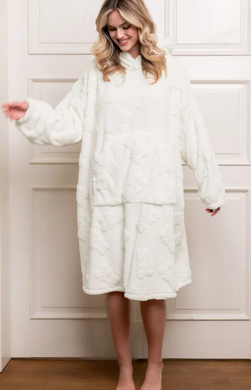 Damskie Italian Fashion Szlafroki I Peniuary|Bielizna Homewear - Ciepła kocobluza damska z kapturem Miśka