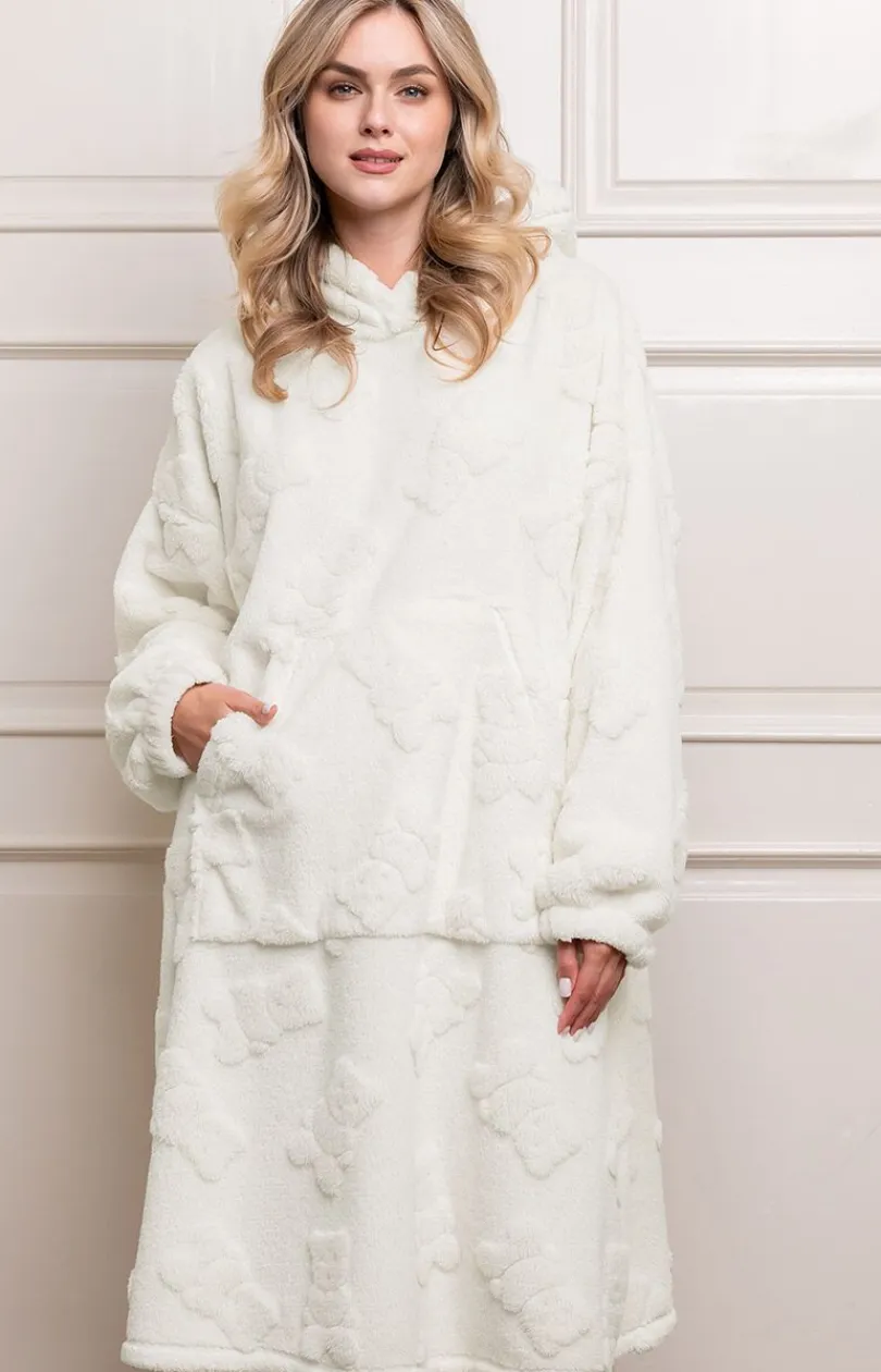 Damskie Italian Fashion Szlafroki I Peniuary|Bielizna Homewear - Ciepła kocobluza damska z kapturem Miśka