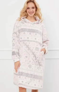 Damskie Italian Fashion Szlafroki Damskie|Szlafroki I Peniuary - Ciepła kocobluza damska z kapturem Puri