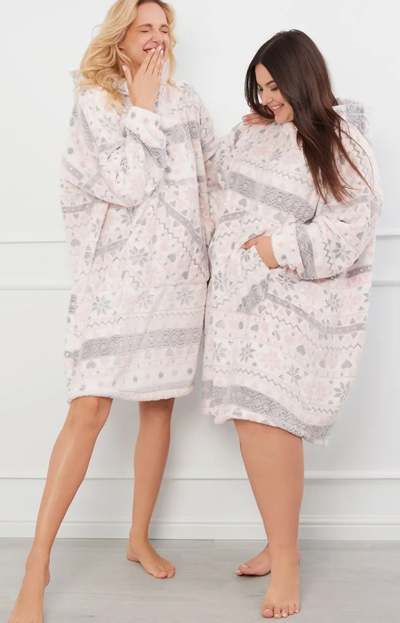 Damskie Italian Fashion Szlafroki Damskie|Szlafroki I Peniuary - Ciepła kocobluza damska z kapturem Puri