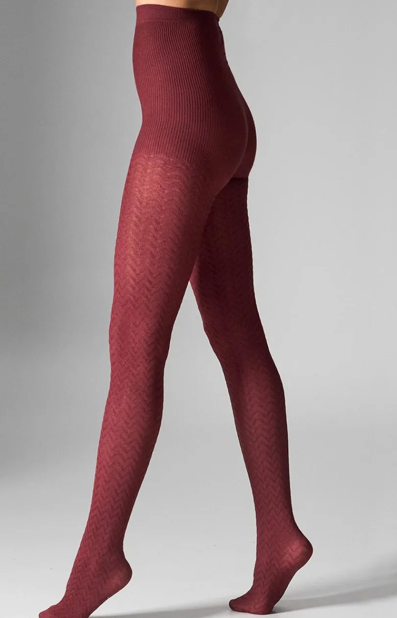 LEGS Rajstopy We Wzory|Rajstopy - Ciepłe rajstopy z kaszmirem bordowe L011 Cashmere Viscosa 10 DEN