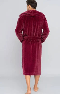 Męskie Italian Fashion Szlafroki Męskie - Ciepły szafrok ęski z kapture długi rękaw Zygunt