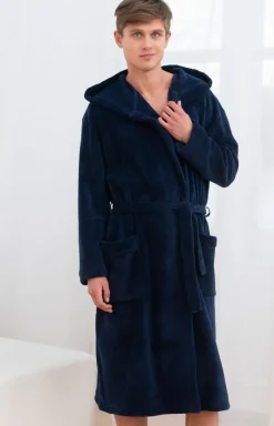 Męskie Italian Fashion Szlafroki Męskie - Ciepły szlafrok ęski z kapture ias