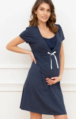 Damskie Italian Fashion Seksowna Koszula Nocna|Koszula Nocna Do Karmienia - Ciążowa bawełniana kozua nocna do karienia Radość
