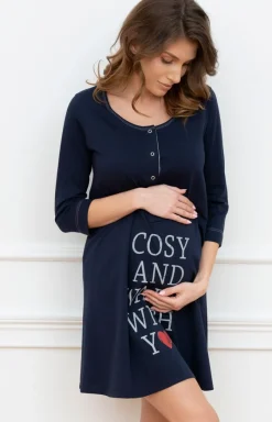Damskie Italian Fashion Bielizna Ciążowa|Ciążowa Bielizna Nocna - Ciążowa kozua nocna daka da a rękaw 3/4 Baa
