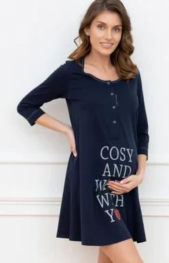 Damskie Italian Fashion Bielizna Ciążowa|Ciążowa Bielizna Nocna - Ciążowa kozua nocna daka da a rękaw 3/4 Baa