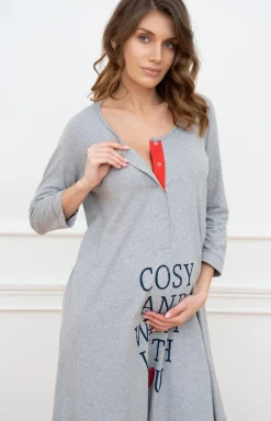 Ciązowa koszula nocna damska dla Mam rękaw 3/4 Balsam