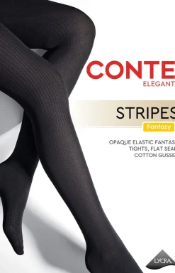 Conte Rajstopy - czarne rajstopy w pionowe paski STRIPES 70 DEN
