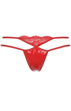 Cranberry muffin stringi czerwone wet look V-7828
