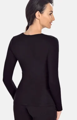 Teyli Moda - Czarna bluzka damka z długim rękawem Aria 5503