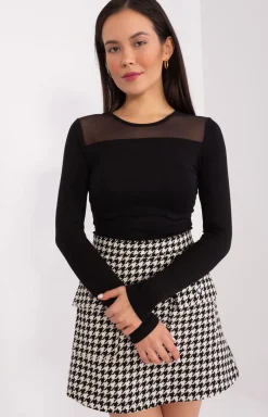 BASIC FEEL GOOD Moda - Czarna elegancka bluzka damska z długim rękawem RV-BZ-9201.78P