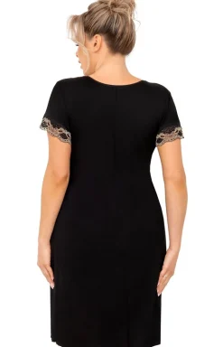 Czarna koszula nocna z koronką plus size Hana