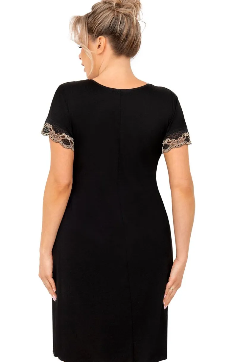 Czarna koszula nocna z koronką plus size Hana