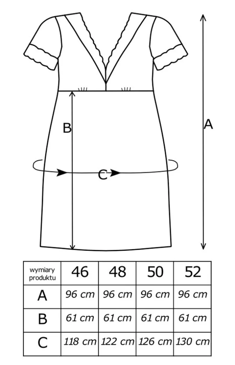 Czarna koszula nocna z koronką plus size Hana