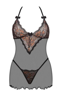 Czarna koszulka damska Goldie chemise