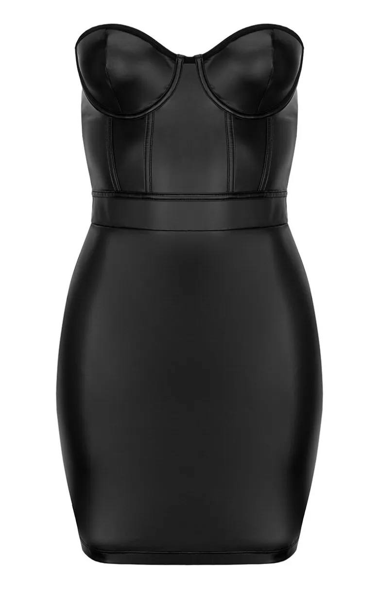 Czarna mini sukienka bez ramiączek Blackelia