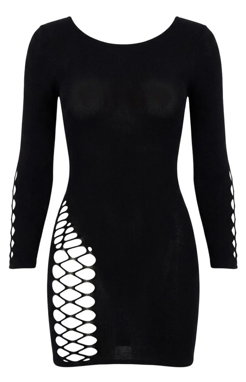 SoftLine Collection Bodystocking|Koszulki - Czarna sukienka bodystocking 89-2290687010