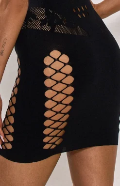 PURE SIN Bodystocking|Koszulki - Czarna sukienka damska bodystocking EXOTIC