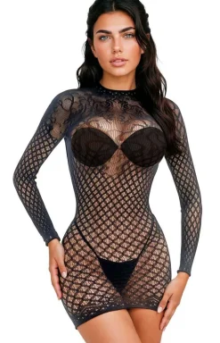 Czarna sukienka damska bodystocking Dress 211904