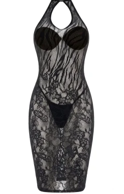 SoftLine Collection Bodystocking|Koszulki - Czarna sukienka damska bodystocking Dress 214082