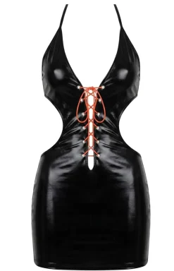 Damskie Glossy Dancewear & Clubwear|Seksowna Koszula Nocna - Czarna ukienka hiny Wetook Juie