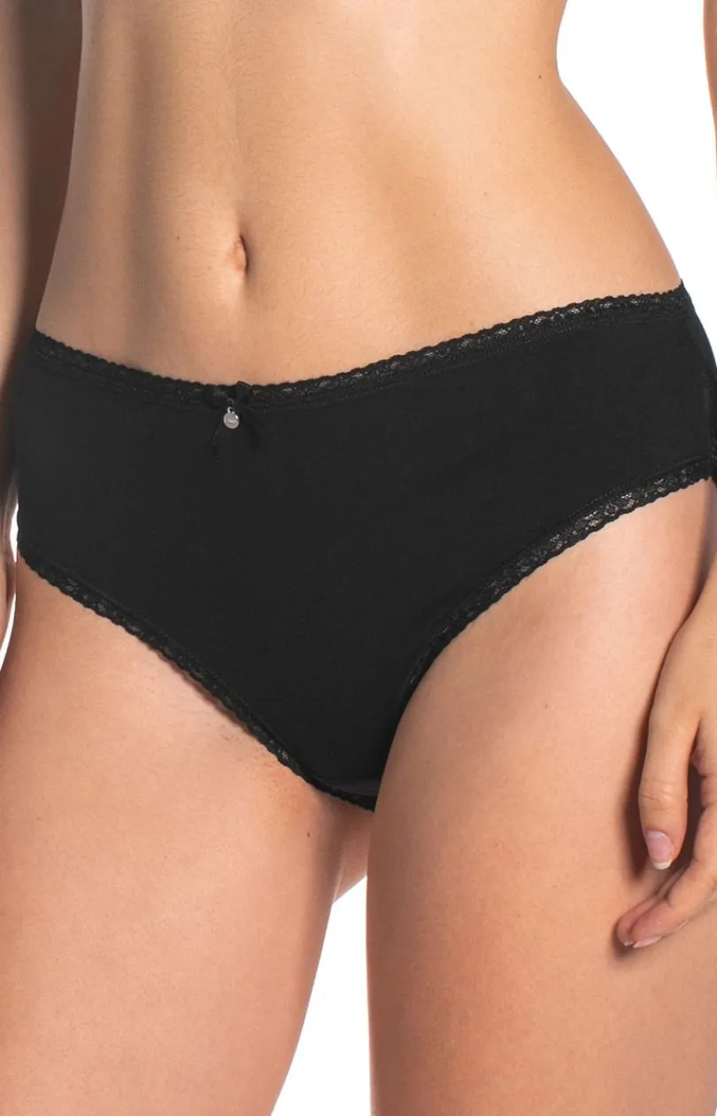 Damskie LAMA Wielopaki Damskie|Figi Bawełniane - Czarne bawełniane figi dakie bikini 2-pack -4000BI-02
