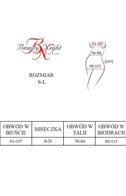Beauty Night Bodystocking|Body - Czarne body damskie ażurowe z rękawem Lucelia