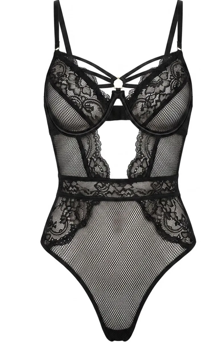 Czarne body damskie koronkowe Paula