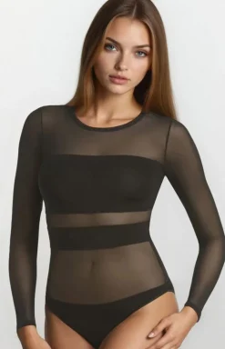 Czarne body damskie Stripy 2405
