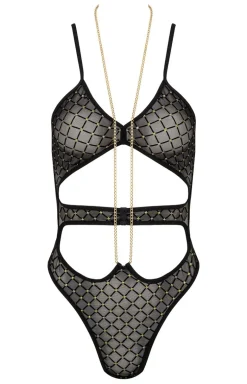 Czarne body damskie z łańcuszkiem BD101