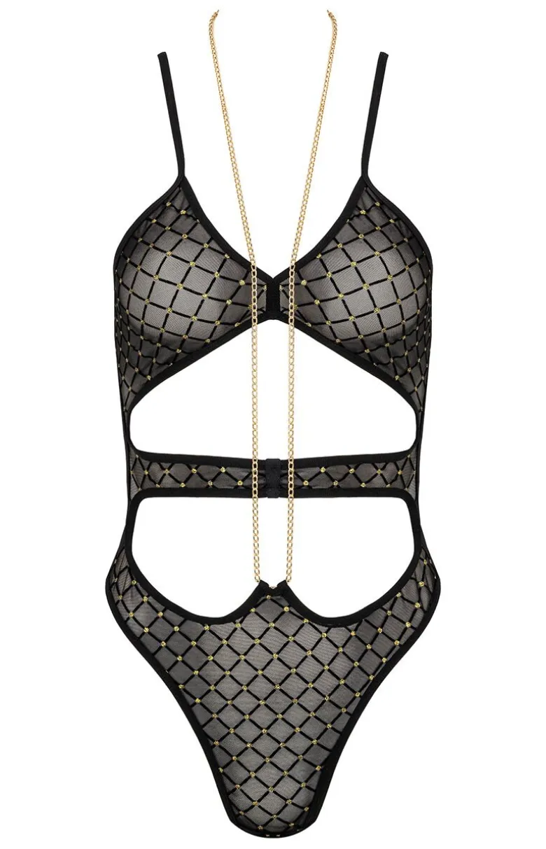 Czarne body damskie z łańcuszkiem BD101
