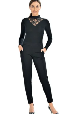 Teyli Body|Podkoszulki - Czarne body damkie z długim rękawem Elli