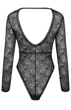 Obsessive Body|Body - Czarne body damskie z długim rękawem Merlys