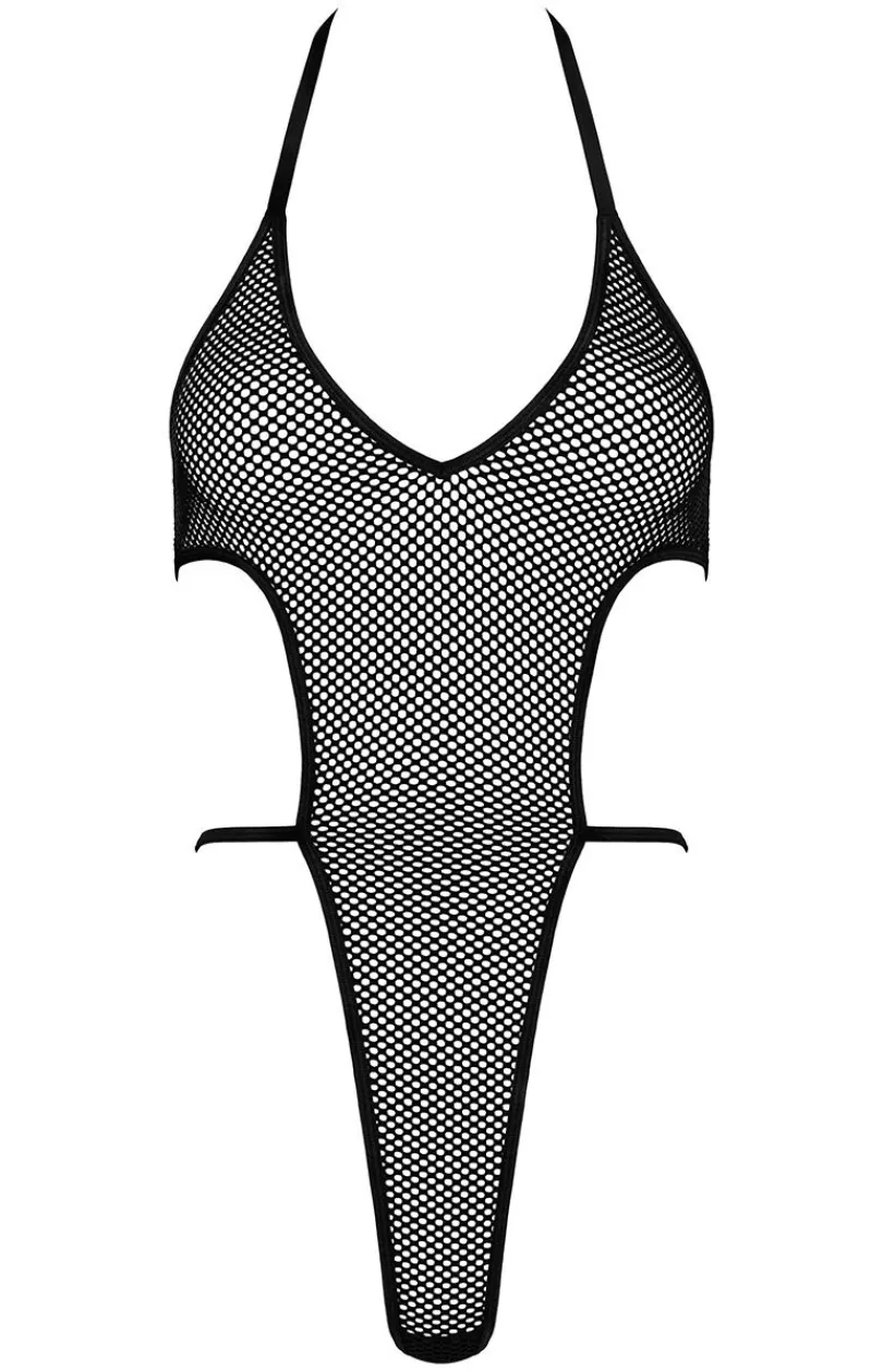 KOTEK Body|Body - Czarne body damskie z grubej siateczki BD104