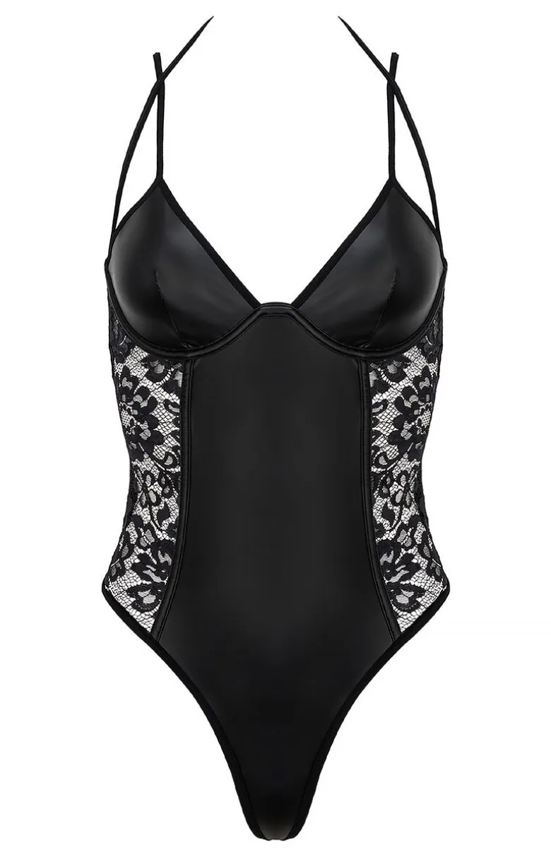 Czarne body damskie z koronką Celadine
