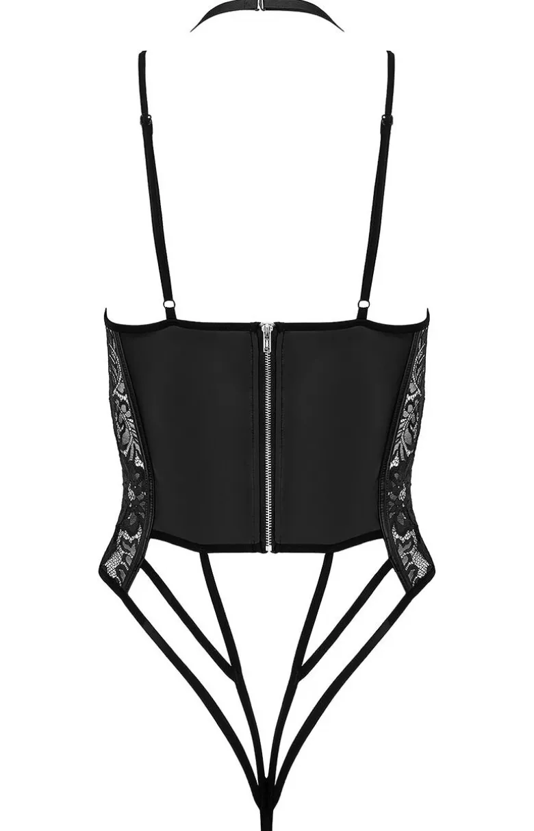 Czarne body damskie z koronką Celadine