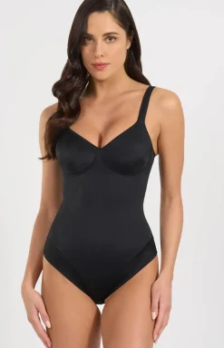 Czarne body damskie z miseczkami 3155