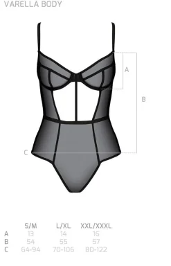 Czarne body damskie z miseczkami ECO Passion Varella