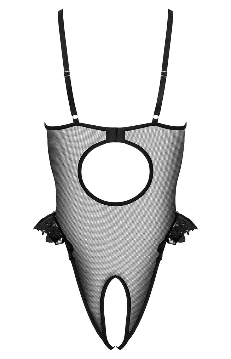 KOTEK Body - Czarne body damskie z otwartym krokiem BD103