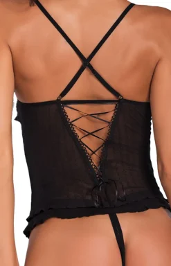 Czarne body damskie z otwartym krokiem Demi