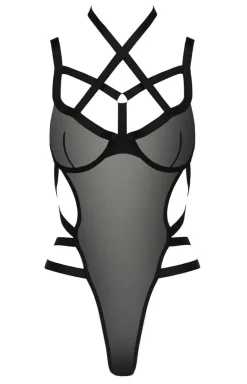 Czarne body damskie z paskami Hagar